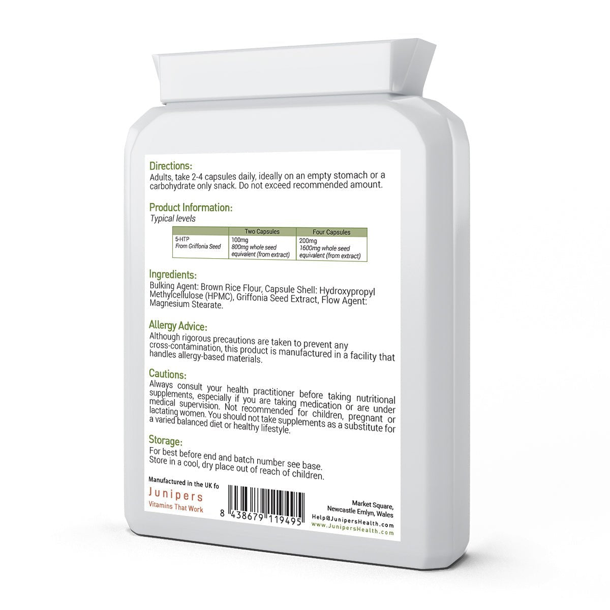 5HTP 200mg 90 Capsules - Junipers